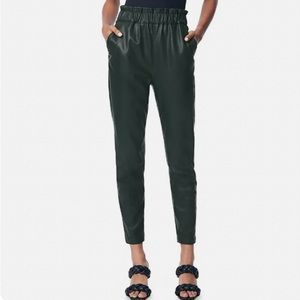 Joe's Jeans NWT Faux Leather Paper Bag Waist Pants Dark Green